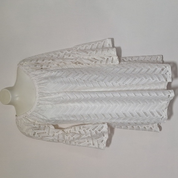 Pink Blush Lace Chevron Tunic Dress White Ivory Womens Small - Picture 1 of 8